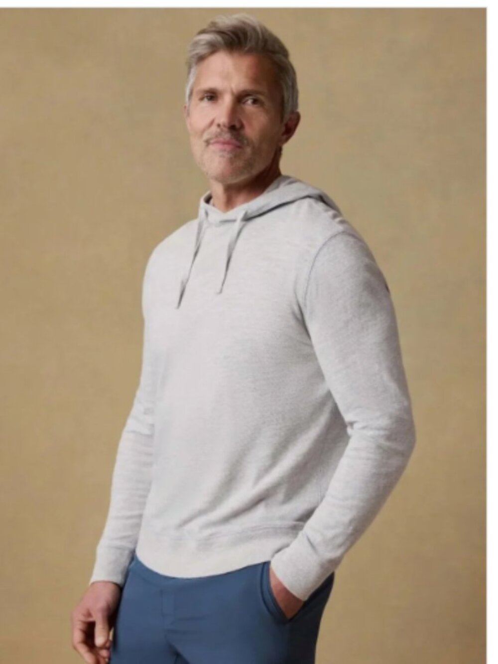 Faherty Sunwashed Organic Slub Cotton Hoodie Light Grey Heather XL